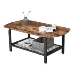 Sofabord med afrundede kanter og hylde, retro-look, brun - Kategori: 4 Sofabord med afrundede kanter og hylde, retro-look, brun