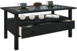Sofabord med glasbordplade, 42 x 90 x 54 cm, sort - Kategori: 4 Sofabord med glasbordplade, 42 x 90 x 54 cm, sort
