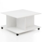 Sofabord med hjul, 74 x 74 x 44 cm, hvid - Kategori: 4 Sofabord med hjul, 74 x 74 x 44 cm, hvid