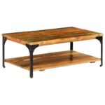 Sofabord med hylde 100x60x35 cm massivt genbrugstræ - Kategori: 4 Sofabord med hylde 100x60x35 cm massivt genbrugstræ
