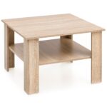 Sofabord med hylde, B60xH42xD60 cm, naturfarvet - Kategori: 4 Sofabord med hylde, B60xH42xD60 cm, naturfarvet