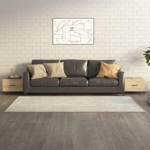 Sofabord med metalben 2 stk. 50x50x40 cm sonoma-eg