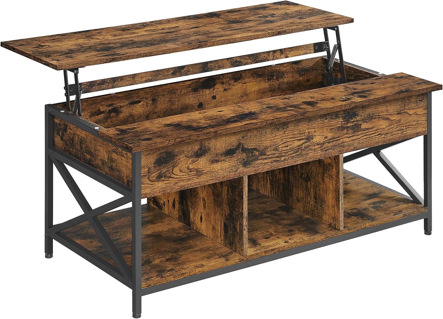Sofabord med opbevaringsrum, vintage brun/sort