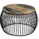 Sofabord rundt 68×37 cm massivt genbrugstræ - Kategori: 4 Sofabord rundt 68x37 cm massivt genbrugstræ