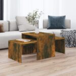 Sofaborde 3 dele 100x48x40 cm konstrueret træ røget egetræ - Kategori: 4 Sofaborde 3 dele 100x48x40 cm konstrueret træ røget egetræ
