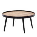 Sofabordi japandi-look, 76x76x40 cm, sort og brun - Kategori: 4 Sofabordi japandi-look, 76x76x40 cm, sort og brun