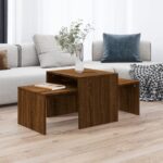 Sofabordssæt 100x48x40 cm konstrueret træ brun egetræsfarve - Kategori: 4 Sofabordssæt 100x48x40 cm konstrueret træ brun egetræsfarve