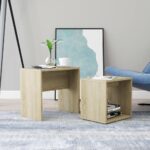 Sofabordssæt 48x30x45 cm konstrueret træ sonoma-eg - Kategori: 4 Sofabordssæt 48x30x45 cm konstrueret træ sonoma-eg