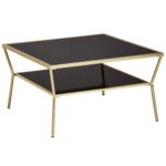Sort Glas Sofabord Med Guld, 70 x 40 x 70 cm - Kategori: 4 Sort Glas Sofabord Med Guld, 70 x 40 x 70 cm