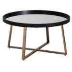 Sort Rundt Sofabord Med Glasplade Og Trækant, 78 x 43 x 78 cm - Kategori: 4 Sort Rundt Sofabord Med Glasplade Og Trækant, 78 x 43 x 78 cm