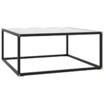 Tebord 80x80x35 cm marmorglas hvid - Kategori: 4 Tebord 80x80x35 cm marmorglas hvid