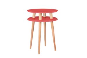 UFO Sidebord diameter 45cm x højde 61cm - Living Coral / hvide Ben