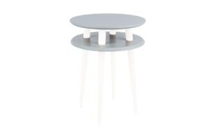 UFO Sidebord diameter 45cm x højde 61cm - Mørkegrå/hvide ben