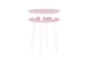 UFO Sidebord diameter 45cm x højde 61cm - Pink/hvide ben