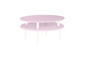 UFO sofabord Diam 70cm x Højde 35cm - Pink / Hvide ben