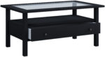 VCM NORDIC Lingis L sofabord, m. 1 skuffe – glas og sort træ (90×53,5) - Kategori: 4 VCM NORDIC Lingis L sofabord, m. 1 skuffe - glas og sort træ (90x53,5)