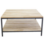 VENTURE DESIGN Cirebon sofabord, m. 1 hylde - natur teaktræ og metal (80x80)