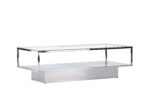 VENTURE DESIGN Maglehem sofabord, m. opbevaring – klar glas og sølv krom stål (130×60) - Kategori: 4 VENTURE DESIGN Maglehem sofabord, m. opbevaring - klar glas og sølv krom stål (130x60)