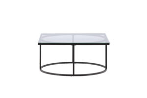 VENTURE DESIGN Skanör sofabord, kvadratisk - klar glas og sort stål (90x90)