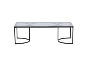 VENTURE DESIGN Skanör sofabord, rektangulær - klar glas og sort stål (140x70)