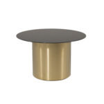 VENTURE DESIGN Ystad sofabord, rund – røget glas og messing metal (Ø75) - Kategori: 4 VENTURE DESIGN Ystad sofabord, rund - røget glas og messing metal (Ø75)
