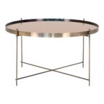 Venezia Sofabord - Hjørnebord i messing farvet stål med glas ø70xh40cm