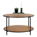 Vita Sofabord – Sofabord, egetræslook med sorte ben, Ø80×45 cm - Kategori: 4 Vita Sofabord - Sofabord, egetræslook med sorte ben, Ø80x45 cm