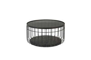 WHITE LABEL LIVING Lance M sofabord, rund - sort glas og metal (Ø60)