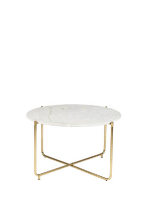 WHITE LABEL LIVING Timpa sofabord, rund - hvid marmor og guld metal (Ø70)