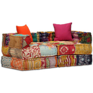 vidaXL 2-personers modulpuf stof patchwork