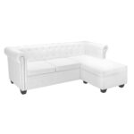vidaXL L-formet Chesterfield sofa kunstlæder hvid - Kategori: Komfortable og praktiske puffer 4 vidaXL L-formet Chesterfield sofa kunstlæder hvid