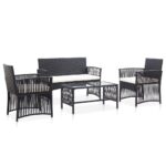 vidaXL haveloungesæt 4 dele med hynde polyrattan sort - Kategori: 4 vidaXL haveloungesæt 4 dele med hynde polyrattan sort