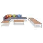 vidaXL haveloungesæt 5 dele med hynder aluminium og WPC - Kategori: Sofa 4 vidaXL haveloungesæt 5 dele med hynder aluminium og WPC