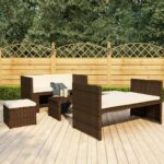 vidaXL haveloungesæt 5 dele med hynder polyrattan brun - Kategori: 4 vidaXL haveloungesæt 5 dele med hynder polyrattan brun