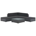 vidaXL haveloungesæt 6 dele med hynder polyrattan sort - Kategori: 4 vidaXL haveloungesæt 6 dele med hynder polyrattan sort