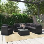 vidaXL haveloungesæt 7 dele med hynder polyrattan sort - Kategori: 4 vidaXL haveloungesæt 7 dele med hynder polyrattan sort