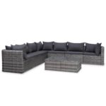 vidaXL haveloungesæt 8 dele med hynder polyrattan grå - Kategori: 4 vidaXL haveloungesæt 8 dele med hynder polyrattan grå