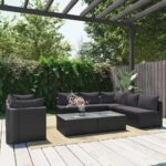 vidaXL haveloungesæt 9 dele med hynder polyrattan sort - Kategori: 4 vidaXL haveloungesæt 9 dele med hynder polyrattan sort