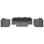 vidaXL havesofasæt 6 dele med hynder og puder polyrattan grå - Kategori: 4 vidaXL havesofasæt 6 dele med hynder og puder polyrattan grå
