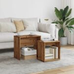 vidaXL indskudsborde 2 stk. konstrueret træ gammelt træ-look - Kategori: 4 vidaXL indskudsborde 2 stk. konstrueret træ gammelt træ-look