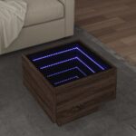 vidaXL sidebord med LED-lys 40x40x30 cm konstrueret træ brunt eg
