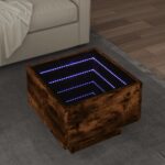 vidaXL sidebord med LED-lys 40x40x30 cm konstrueret træ røget eg - Kategori: 4 vidaXL sidebord med LED-lys 40x40x30 cm konstrueret træ røget eg