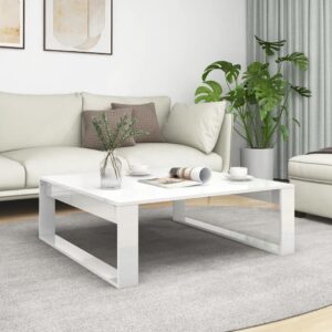 vidaXL sofabord 100x100x35 cm konstrueret træ hvid højglans