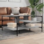 vidaXL sofabord 100x100x48,5 cm konstrueret træ grå sonoma-eg