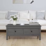 vidaXL sofabord 100x50x40 cm massivt fyrretræ grå - Kategori: 4 vidaXL sofabord 100x50x40 cm massivt fyrretræ grå