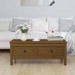 vidaXL sofabord 100x50x40 cm massivt fyrretræ gyldenbrun - Kategori: 4 vidaXL sofabord 100x50x40 cm massivt fyrretræ gyldenbrun