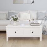 vidaXL sofabord 100x50x40 cm massivt fyrretræ hvid - Kategori: 4 vidaXL sofabord 100x50x40 cm massivt fyrretræ hvid