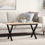 vidaXL sofabord 100x50x45 cm X-stel massivt fyrretræ og støbejern - Kategori: 4 vidaXL sofabord 100x50x45 cm X-stel massivt fyrretræ og støbejern
