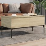 vidaXL sofabord 100x50x45 cm konstrueret træ og metal sonoma-eg - Kategori: 4 vidaXL sofabord 100x50x45 cm konstrueret træ og metal sonoma-eg
