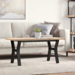 vidaXL sofabord 100x50x45,5 cm Y-stel massivt fyrretræ og støbejern - Kategori: 4 vidaXL sofabord 100x50x45,5 cm Y-stel massivt fyrretræ og støbejern